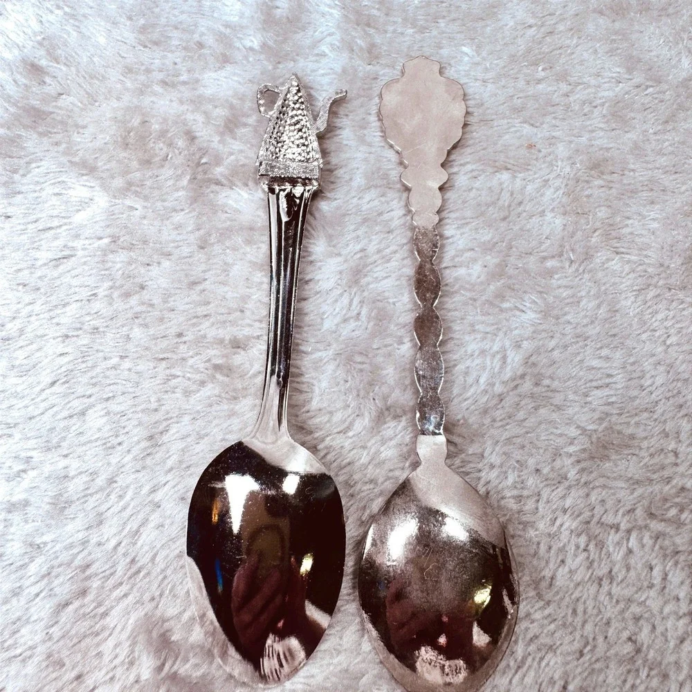Vintage Souvenir Spoon Set Winston-Salem NC Teapot & Florida State Map Sunset